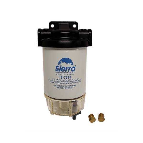 SIERRA FUEL FILTER & BOWL ASSEMBLY ALLOY HEAD CLEAR BOWL (S18-7932-1)