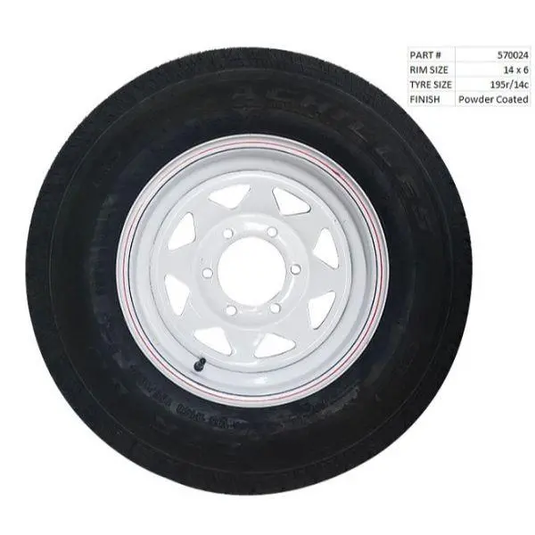 White Powder Coated Wheel & Tyre (14")