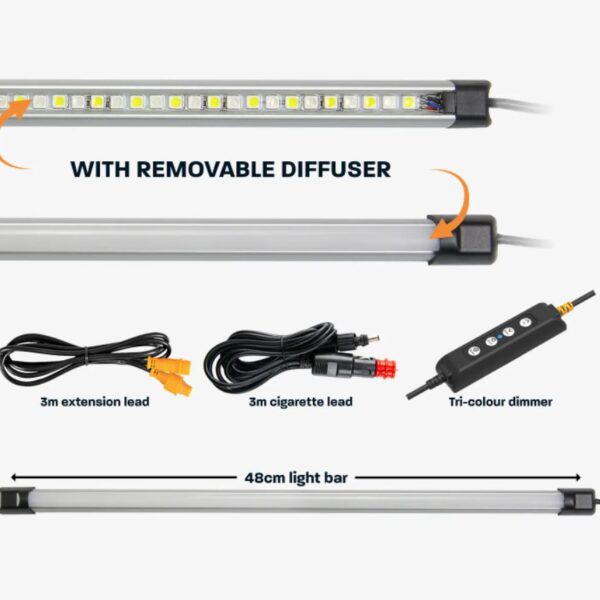Hardkorr 48CM Tri-Colour Super Bright LED Light Bar Kit with Diffuser