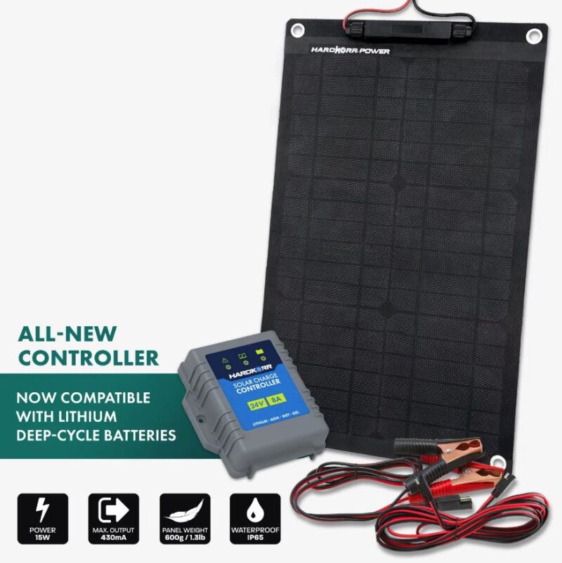 Hardkorr 15W Trickle Charger Solar Panel with Crocskin - Image 2