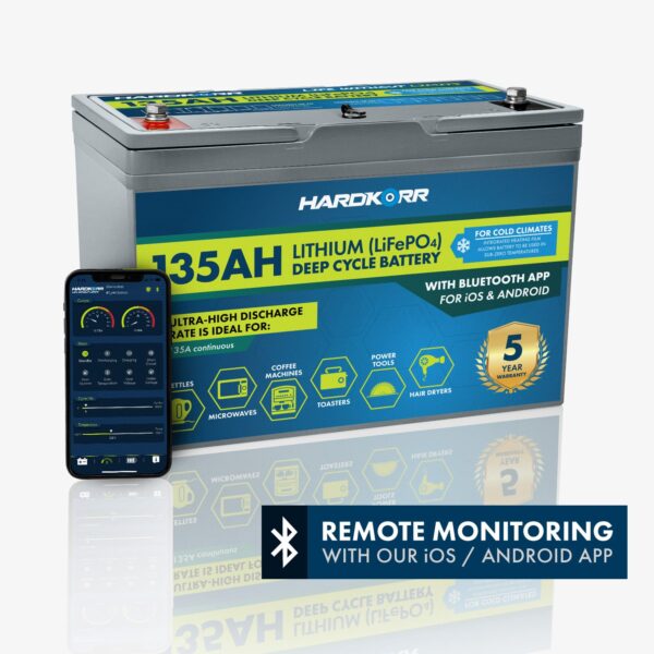 Hardkorr 135AH Cold Climate Lithium LifePO4 Deep Cycle Battery with Bluetooth