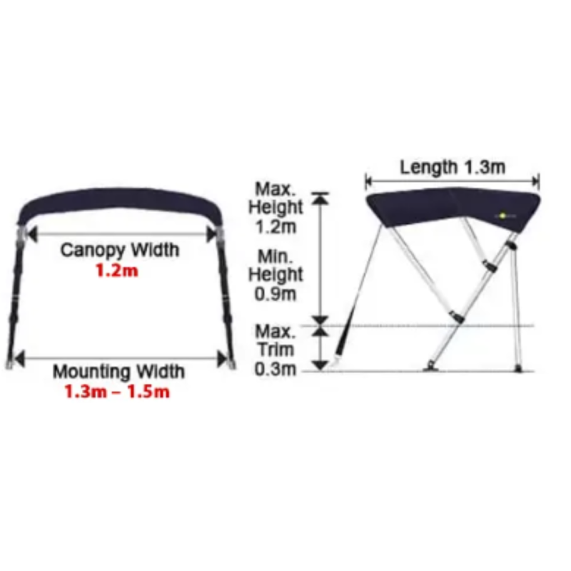 Oceansouth 3 Bow Whitewater Bimini Top – Aluminium - Image 5